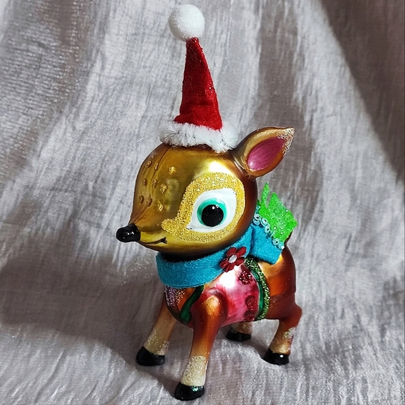 BestPysanky Santa Rudolph Reindeer Whimsical Glass Vintage Christmas Ornament - Picture 1 of 8